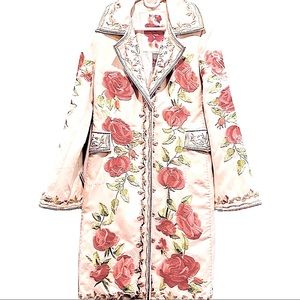 Johnny Was Biya Collection Silk and Linen embroidered Coat. EUC